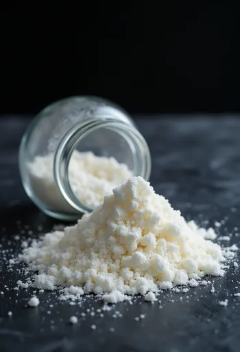 Agar-agar powder in a jar and on a spoon
