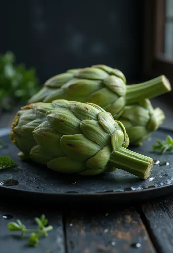 Fresh artichoke leaves with natural green colour