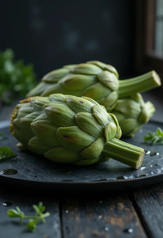 Fresh artichoke leaves with natural green colour