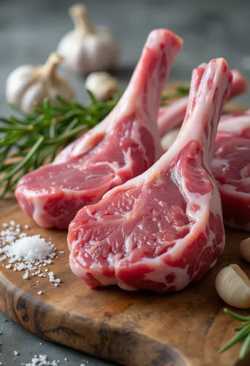 Fresh lamb cuts with rosemary, garlic, and pepper