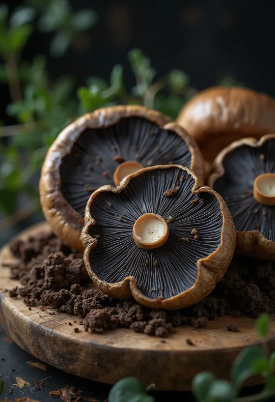 Fresh bronze bolete sliced, served with garlic and herbs
