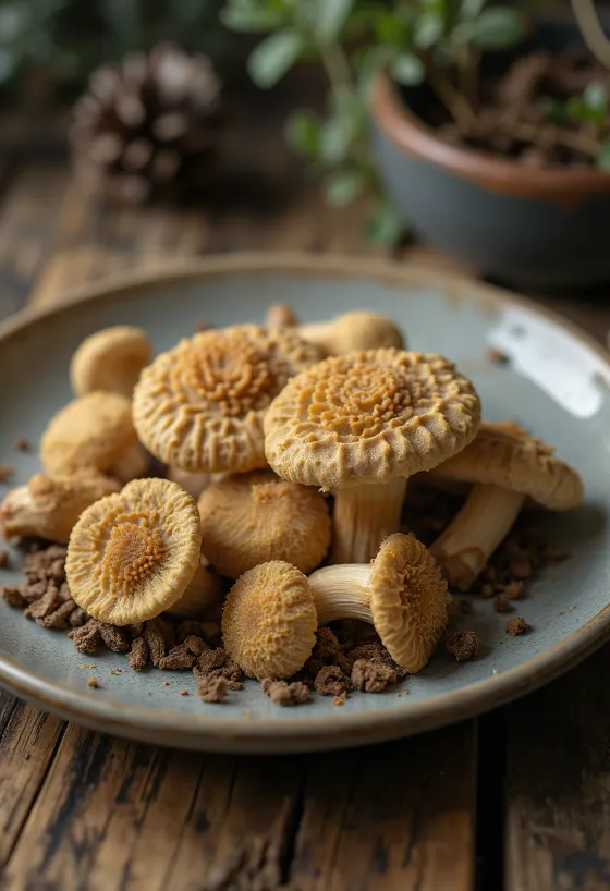 Sliced morel mushrooms during kitchen preparation