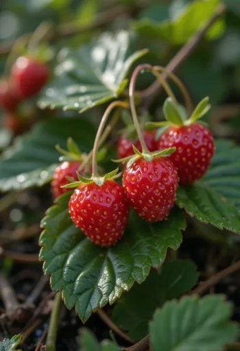 Fresh wild strawberries, whole and halved