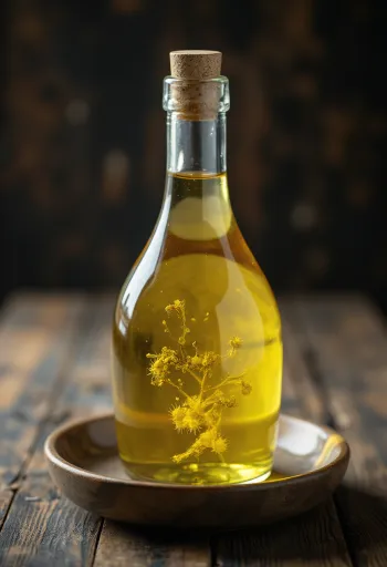 Bottle of Cottonseed oil and a small bowl