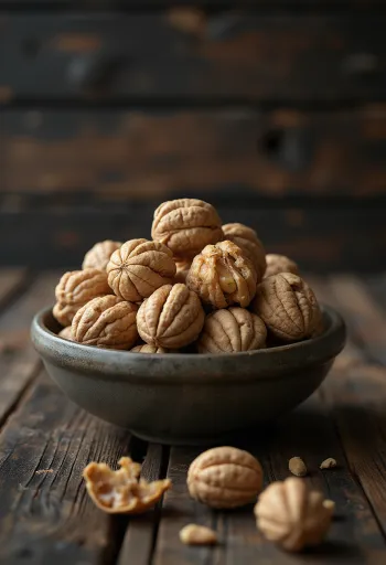 Natural shelled walnut kernels on a white background