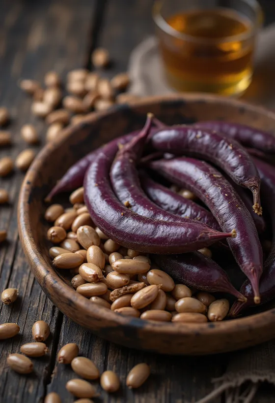Dried hyacinth beans showing distinctive hilum