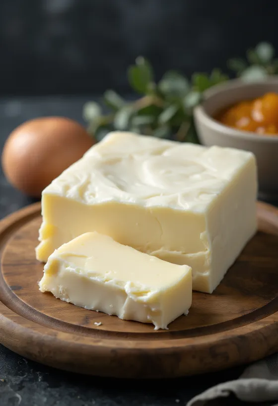 Goat's milk butter in a small ceramic bowl, creamy texture