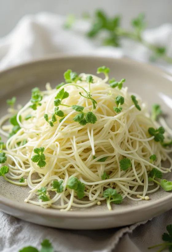 Fresh flaxseed sprouts served on a clean plate.