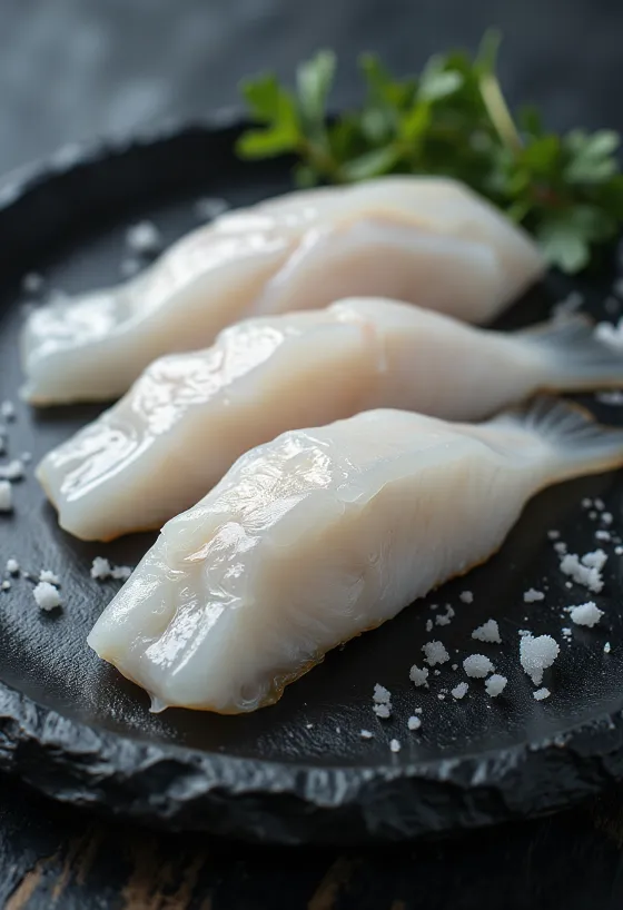 Image of Alaska Pollock fillet on a chopping board