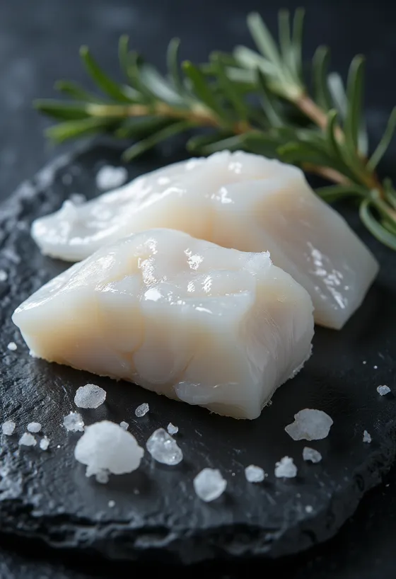 Atlantic cod fillet on a cutting board