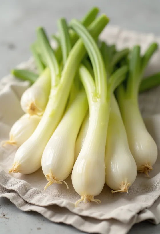 Fresh endive with elongated leaves on a chopping board