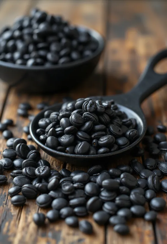 Black sunflower seeds in shell.
