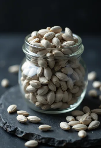 Raw shelled sunflower seeds.