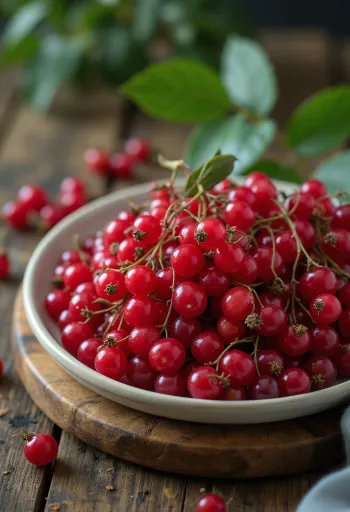 Red elderberries, bright red colour and slight glossy surface