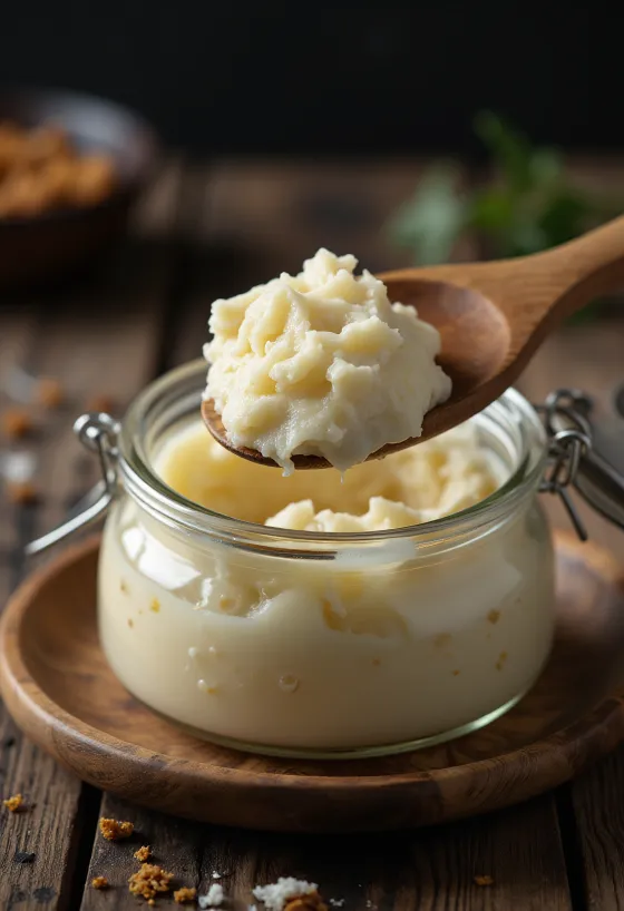 Raw duck fat in a glass bowl surrounded by clean fatty tissue pieces