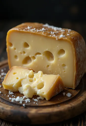 Fresh Parmigiano Reggiano cheese in a white ceramic bowl on a wooden table