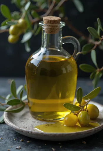 Pomace olive oil in a glass bowl