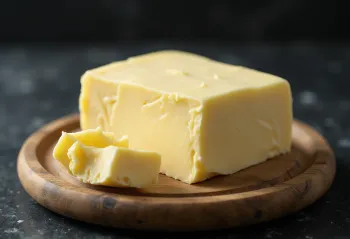 Cultured butter in a small vessel with cultured cream drops