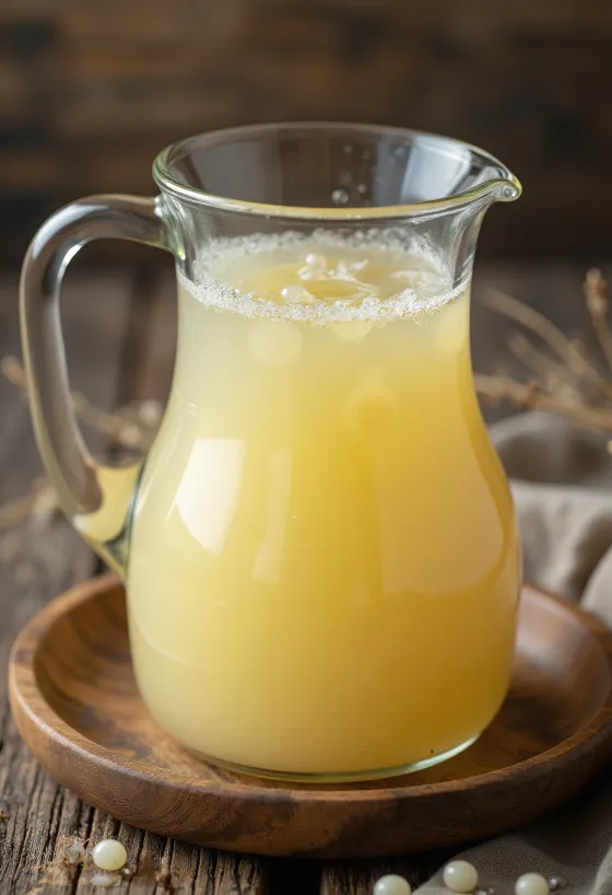Acid whey liquid in a glass bowl