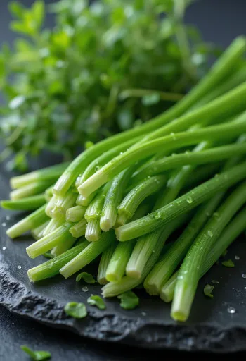 Fresh chopped chives in a ceramic bowl on a wooden surface