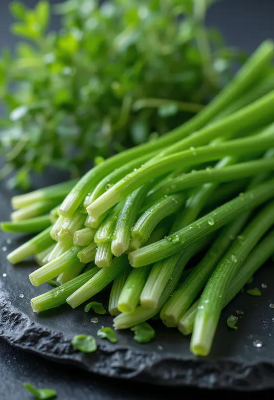 Fresh chopped chives in a ceramic bowl on a wooden surface