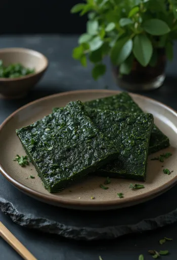 Crisp green Nori seaweed sheets.