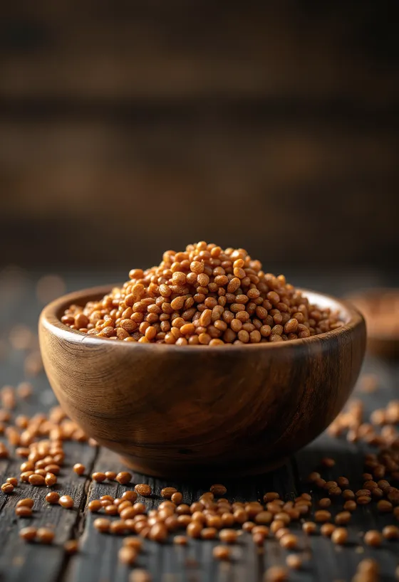 Dried finger millet grains showing detailed texture.