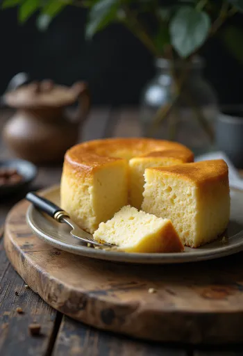 Soft and light Japanese cheesecake dusted with icing sugar