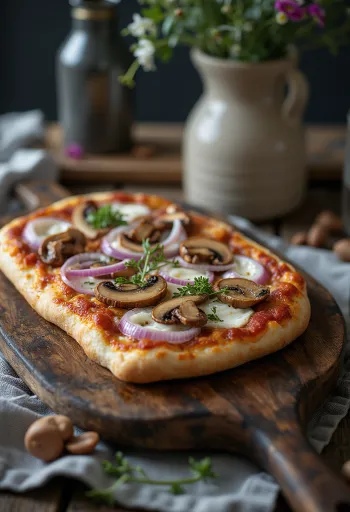 Pizza Finlandese with reindeer meat, sour cream and red onion
