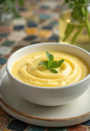Avgolemono lemon sauce served with fish and vegetables