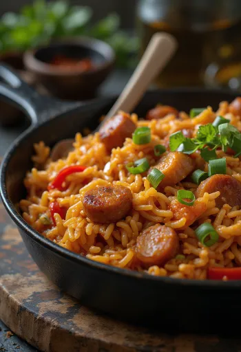 Chicken Jambalaya with rich flavours and colourful ingredients