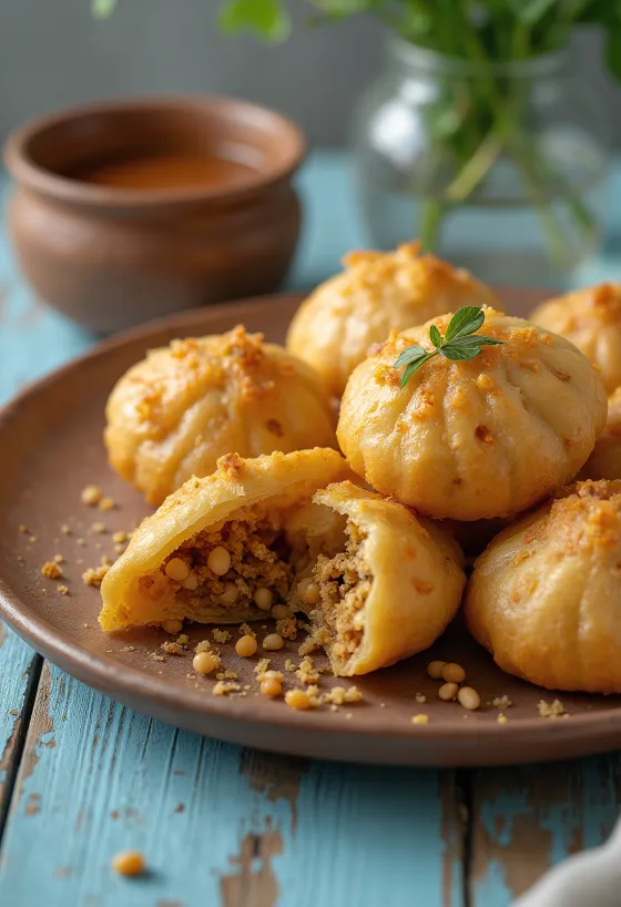 Kachori with mung bean filling served