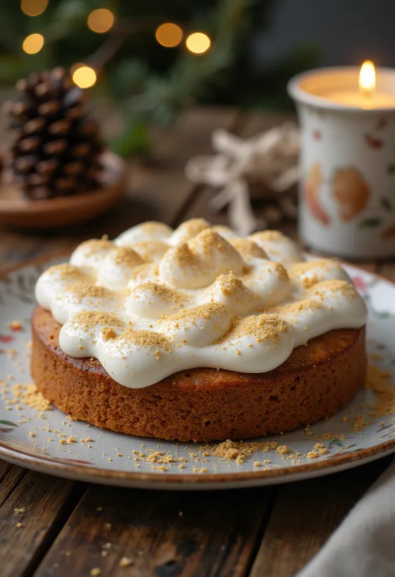 Christmas spiced cake decorated with cinnamon and gold dust