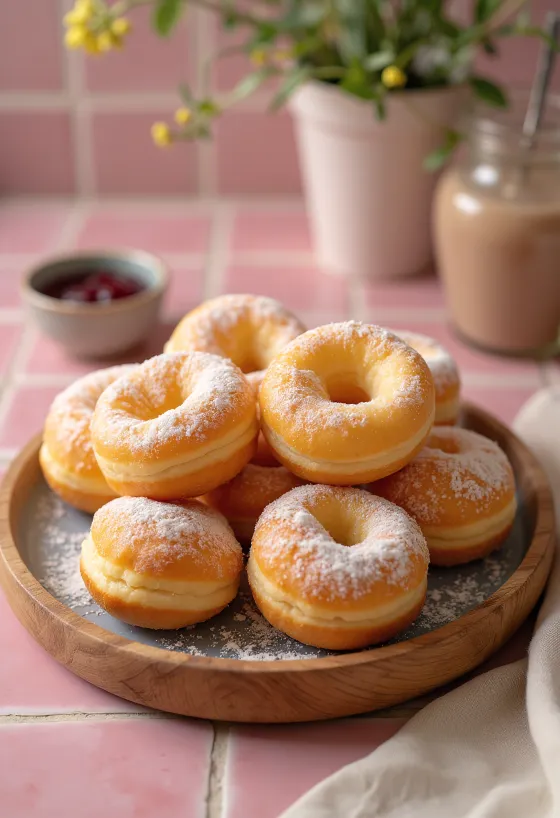 Krofne Balkan doughnuts with icing sugar or jam