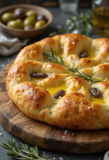 Pizza Focaccia with salt and olive oil from Liguria