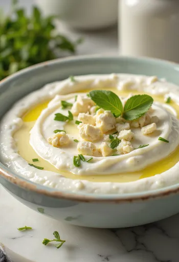 Dill feta yoghurt dip served with fresh pita bread