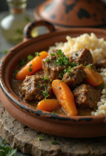Moroccan lamb tagine served with couscous