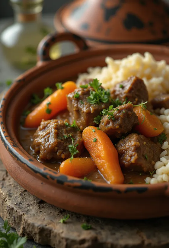 Moroccan lamb tagine served with couscous