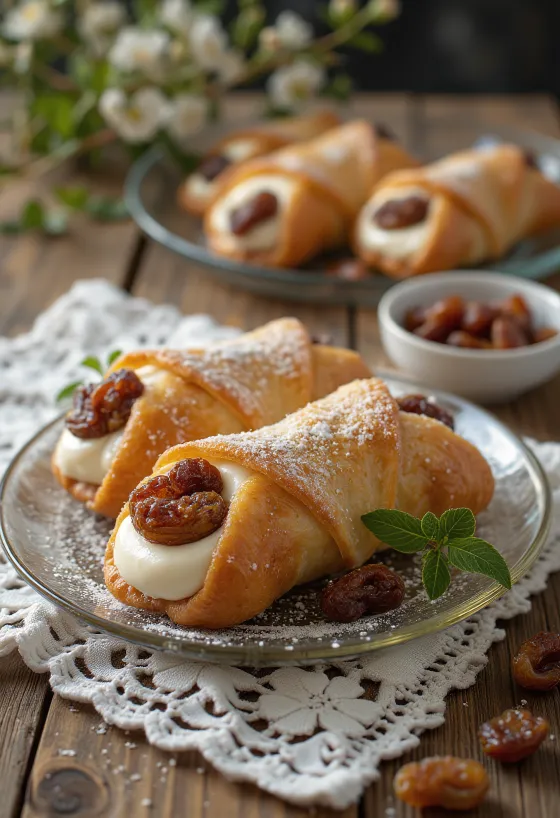 Rum and raisin cannoli served on a plate