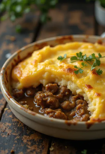 Shepherd’s pie served with a crispy mashed potato topping