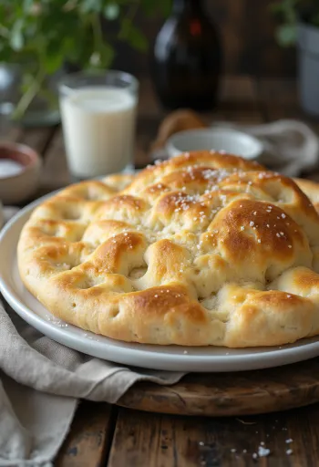 Soft creamy focaccia served