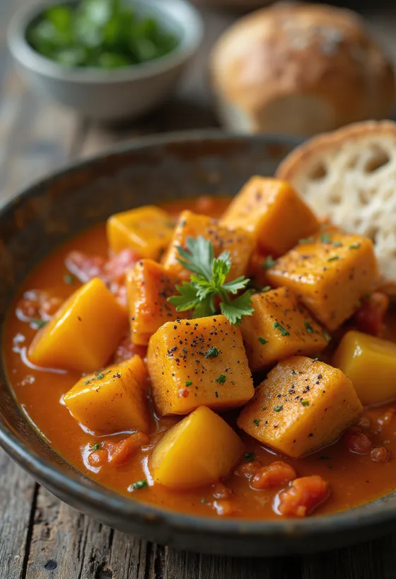 Vegan Lecso with tofu served