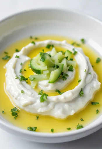 Tzatziki sauce served with fresh pita bread