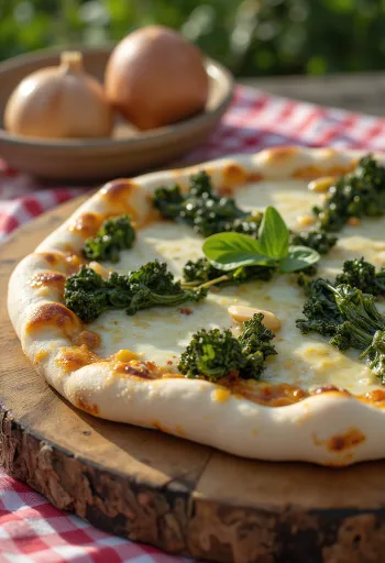 Pizza al Cavolo Nero with kale and cheese