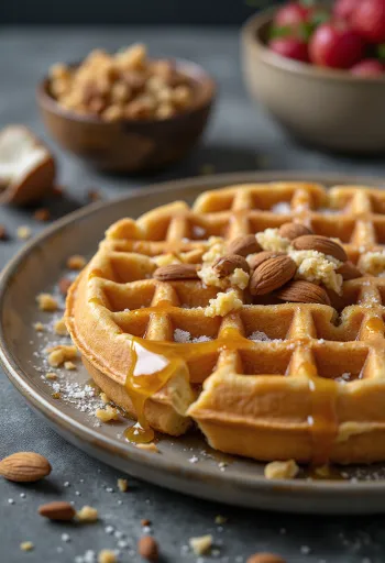 Wholemeal waffles with fruit and honey