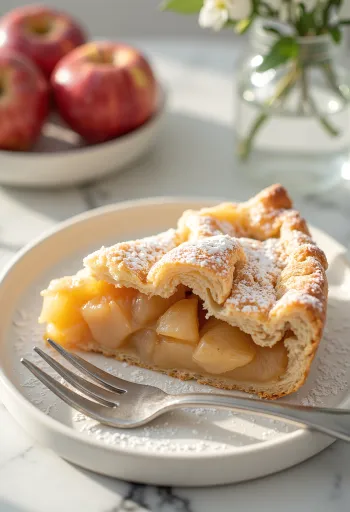Homemade cake filled with soft cinnamon apples in crispy pastry