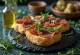 Focaccia with bresaola and rocket served