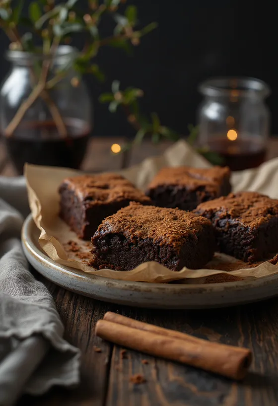 Cinnamon brownies served