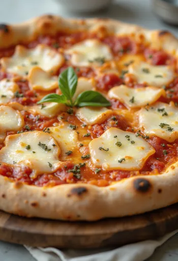 Pizza al Grana Padano with cheese and basil