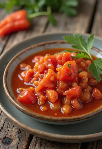 Sweet & Sour Red Pepper Sauce served in a bowl
